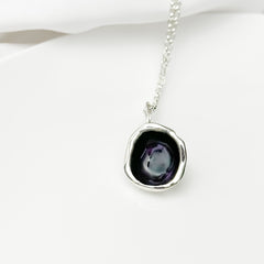 Blackberry Purple Enamel Sterling Silver Droplet Necklace
